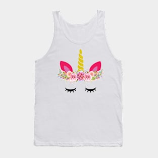 Floral Unicorn Head Design Tank Top